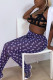 Purple Fashion Casual Print Basic Skinny Mid Waist Trousers