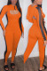 Orange Fashion Sexy Long Sleeve Hooded Collar Regular Sleeve Short Patchwork Two Pieces