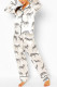 White Daily Print Buttons Turndown Collar Long Sleeve Two Pieces