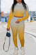 Yellow Casual Print Letter Turndown Collar Long Sleeve Two Pieces