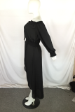 Black Casual Solid Slit Off the Shoulder Irregular Dress Dresses