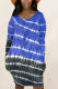 Deep Blue Street Patchwork Tie-dye O Neck Ball Gown Dresses