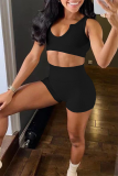 Rose Red Sexy Solid Patchwork V Neck Sleeveless Two Pieces