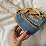 Dark Blue Fashion Casual Patchwork Chain Strap Crossbody Bag