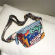 Blue Fashion Casual Graffiti Print Chest Bag