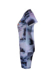 Camouflag Gray Fashion Casual O Neck Tie Dye Plus Size