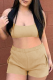 Apricot Sportswear Solid Patchwork U Neck Sleeveless Two Pieces