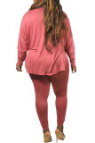 Pink Milk Silk Fashion Active adult Ma'am Solid Two Piece Suits pencil Long Sleeve Two Pieces