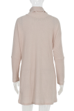 Apricot Casual Solid Patchwork Turtleneck Straight Dresses