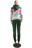 Red Fashion Casual Patchwork Basic Hooded Collar Long Sleeve Two Pieces