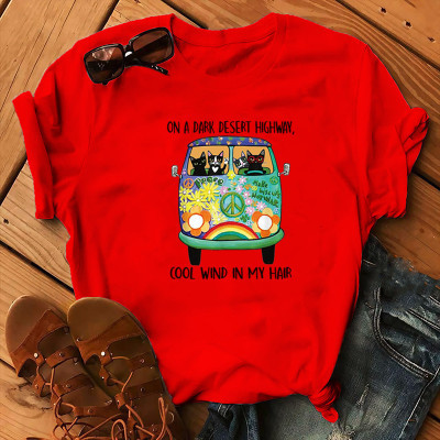 Red Casual Print Patchwork O Neck Tops