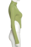 Green Street Solid Patchwork Turtleneck Tops