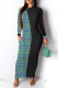 Green Casual Plaid Patchwork O Neck Straight Dresses