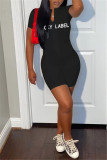 Red Fashion Casual Letter Embroidered Short Sleeve Skinny Romper