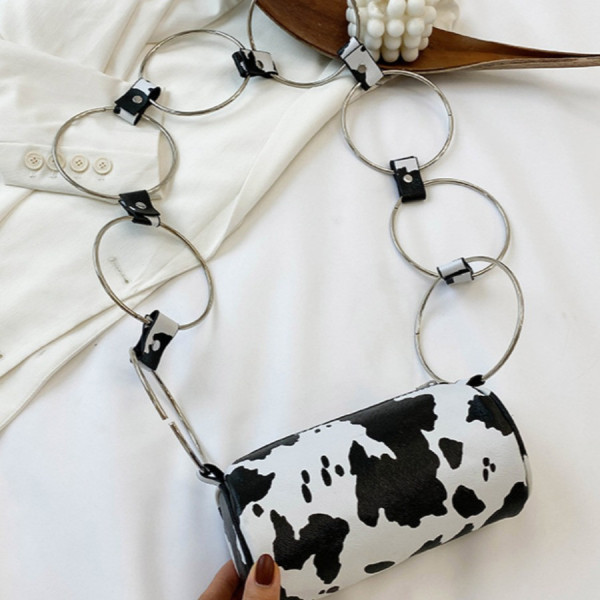 White Fashion Casual Print Chain Strap Crossbody Bag