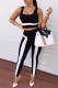 Black Casual Sportswear Patchwork Basic U Neck Sleeveless Two Pieces
