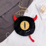 Black Fashion Casual Patchwork Cartoon Chain Strap Crossbody Bag