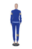Colorful Blue Sexy Solid Patchwork O Neck Long Sleeve Two Pieces