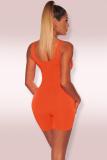 Orange Fashion Sexy Solid Polyester Sleeveless Slip