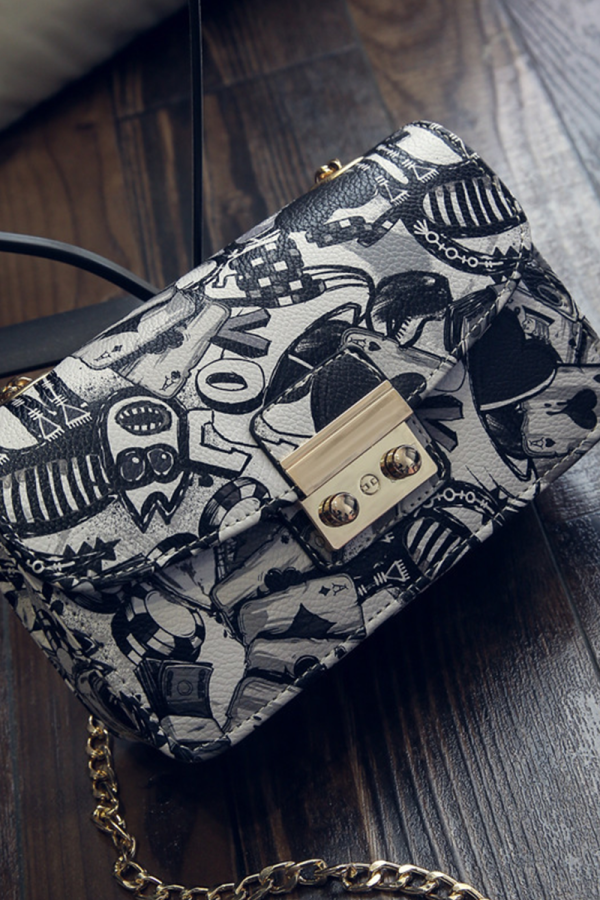 Black Daily Mixed Printing Print Bag Accessories