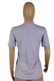 Purple Casual Print Patchwork O Neck T-Shirts