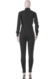 Black Fashion adult Ma'am OL Solid Two Piece Suits pencil Long Sleeve Two Pieces