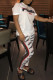White Fashion Casual Print Basic O Neck Short Sleeve Two Pieces