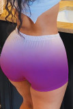 Pink Polyester Elastic Fly Mid Gradient Straight shorts Bottoms