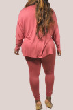 Pink Milk Silk Fashion Active adult Ma'am Solid Two Piece Suits pencil Long Sleeve Two Pieces
