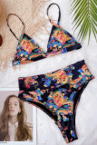 Multicolor Fashion Sexy Patchwork Backless Swimwears