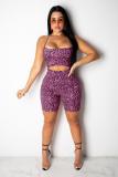 purple Casual Fashion Patchwork Asymmetrical Sleeveless Slip Rompers