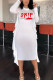White Sexy Print O Neck Pencil Skirt Dresses