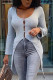 Grey Fashion Casual Solid Asymmetrical V Neck Tops