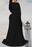 Red Sexy Solid High Opening Hot Drill V Neck Evening Dress Dresses