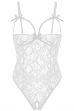 White Fashion Sexy Solid Hollowed Out See-through Lingerie Teddies