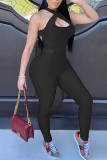 Green Fashion Sexy Backless Sleeveless Hanging neck Jumpsuits