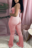 Pink Fashion Sexy Solid Cotton Sleeveless Slip Jumpsuits