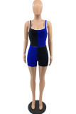 Grey Casual Sportswear Patchwork Basic U Neck Sleeveless Two Pieces