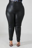 Black Fashion Casual Solid Pants Plus Size Trousers