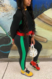 Red Casual Solid Patchwork O Neck Long Sleeve Two Pieces