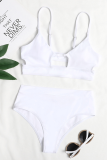 Pink Sexy Solid Hollowed Out Split Joint Swimwears