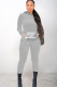 Grey Polyester Casual Sequin Solid Two Piece Suits Patchwork pencil Long Sleeve