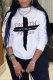 White Casual Print Patchwork O Neck Tops