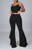Red Sexy Casual Solid Backless Spaghetti Strap Sleeveless Two Pieces