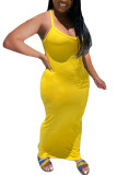 Green Milk. Fashion Sexy Green Yellow Off The Shoulder Sleeveless Halter Neck Pencil Dress Floor-Length Solid Dresses