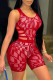 Red Fashion Sexy Patchwork See-through O Neck Sleeveless Two Pieces