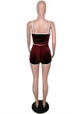 Blue Sexy Casual Solid Backless Spaghetti Strap Sleeveless Two Pieces