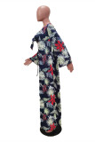 Light Blue Fashion Sexy Print Basic Swimwears Three-piece Set