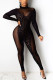 Black Casual Print Leopard Patchwork O Neck Regular Jumpsuits