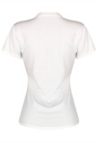 White Fashion Casual Print Basic O Neck Tops